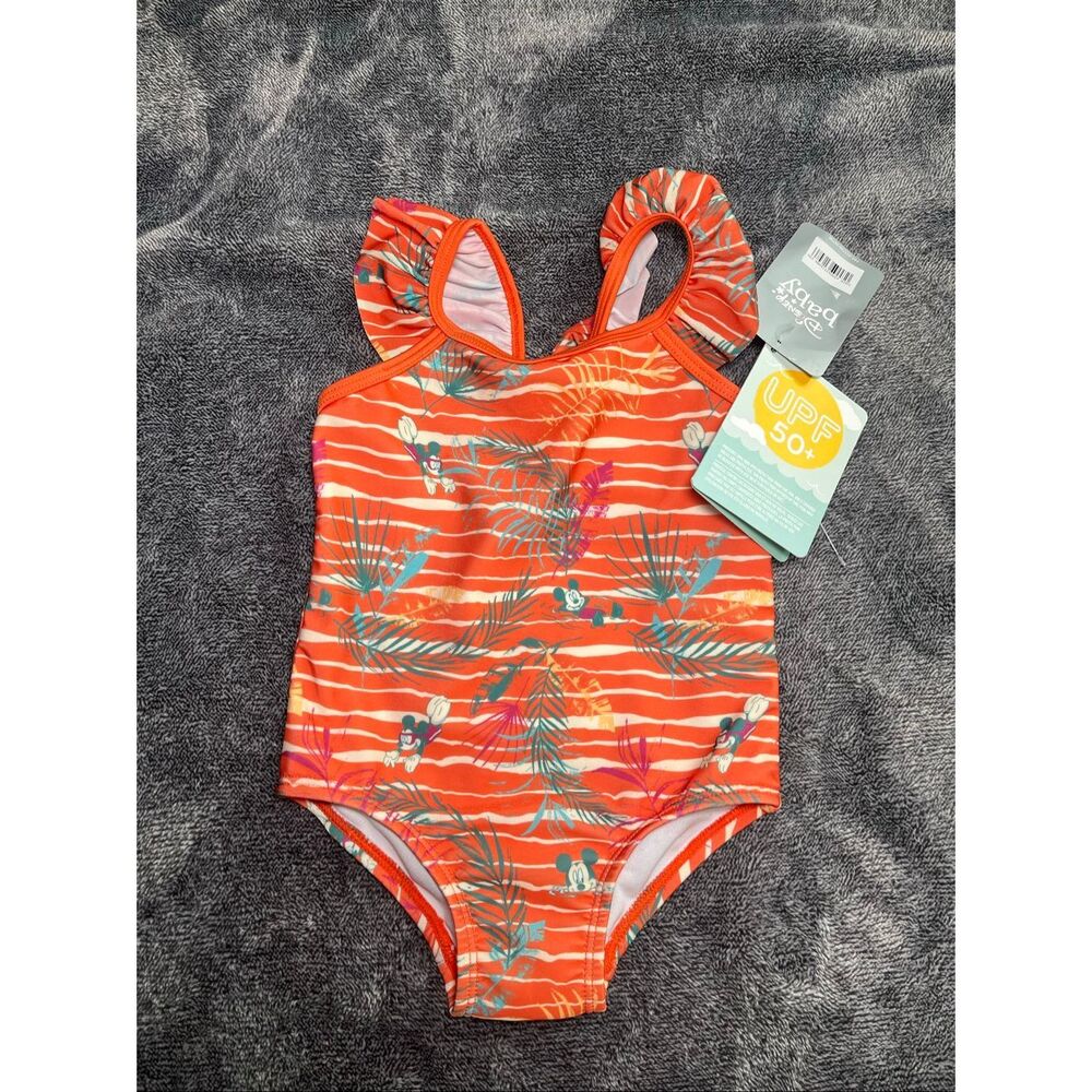 Disney Baby Mickey Mouse Tropical One Piece Swimsuit UPF 50+ Size 9-12 Months NW